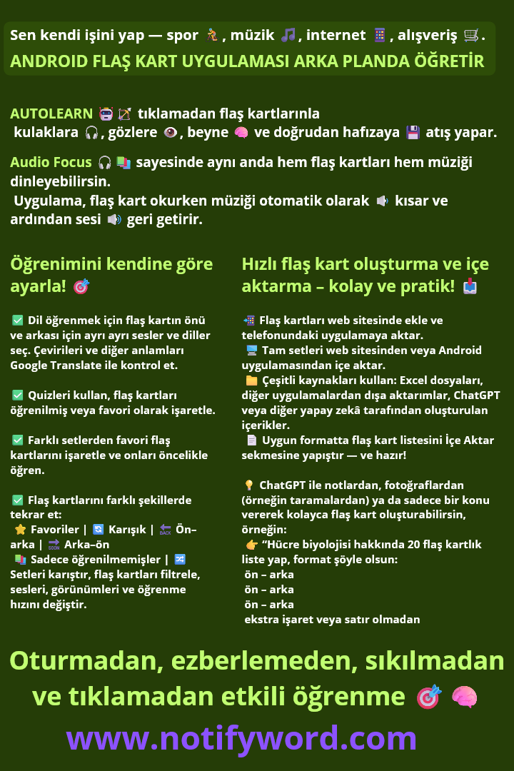 flashcards otomatik öğrenme uygulaması